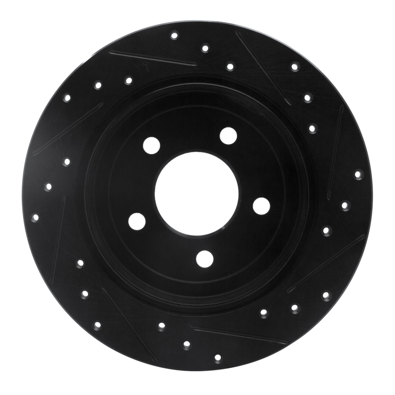 Chrysler Town & Country Brake Rotor (1) - Rear Left - R1 Concepts - Drilled & Slotted - Black - `97-`07